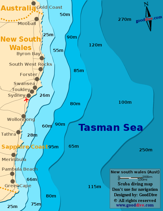 new south wales diving map