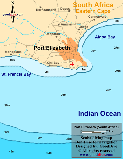 port elizabeth diving map