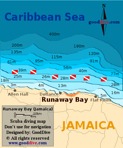 Runaway Bay diving map