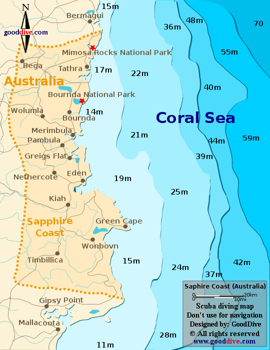sapphire coast diving map