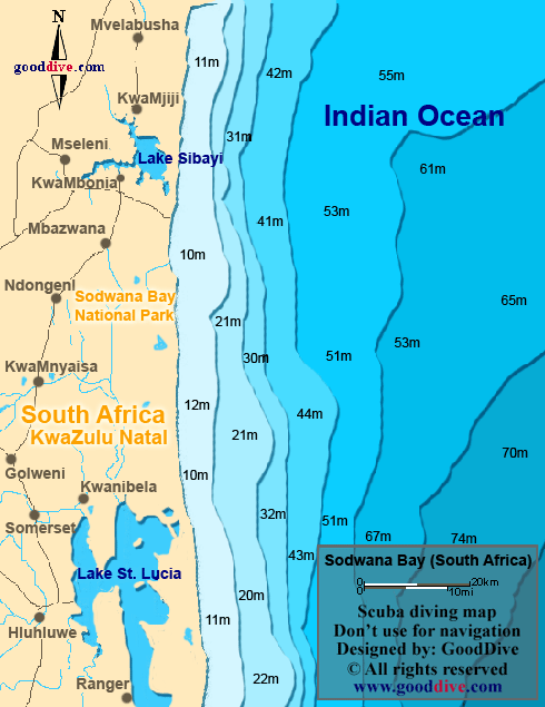 sodwana bay diving map