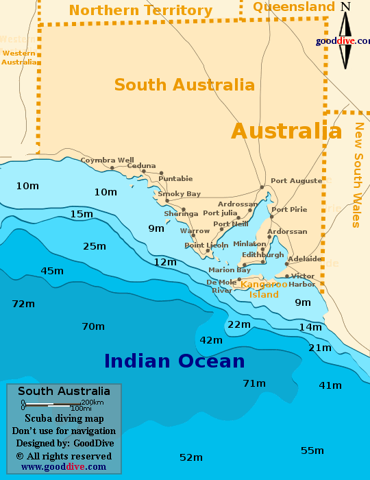 south australia diving map