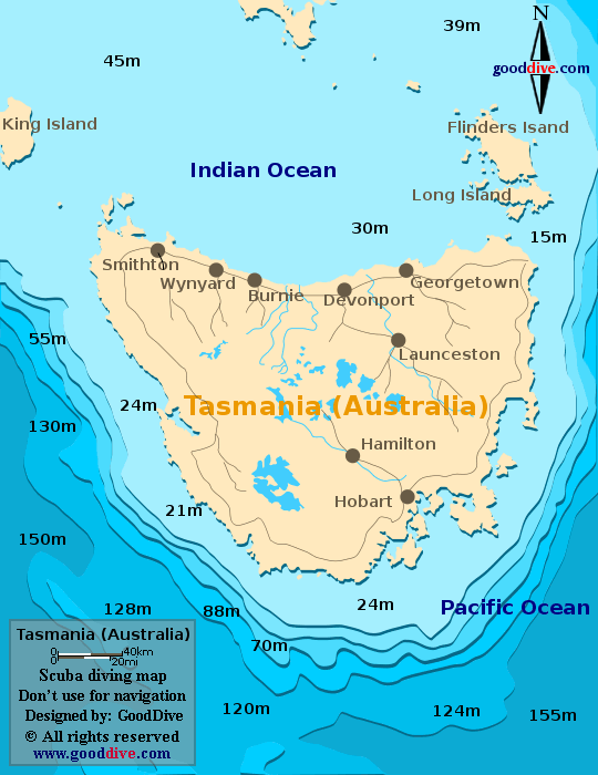 tasmania diving map