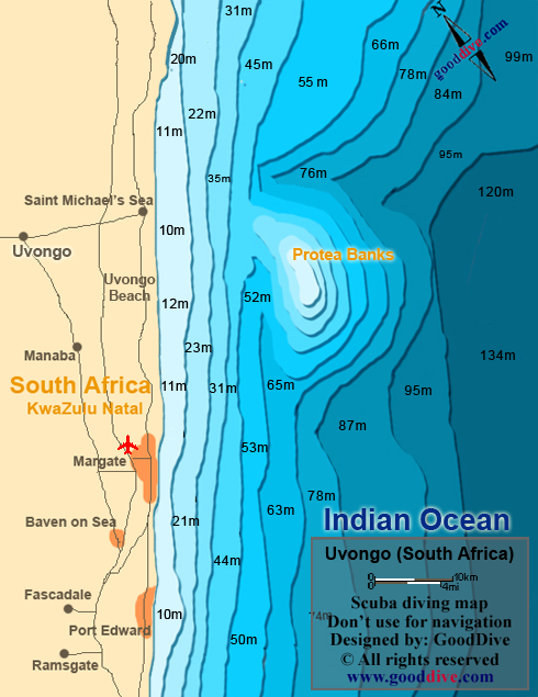 uvongo diving map