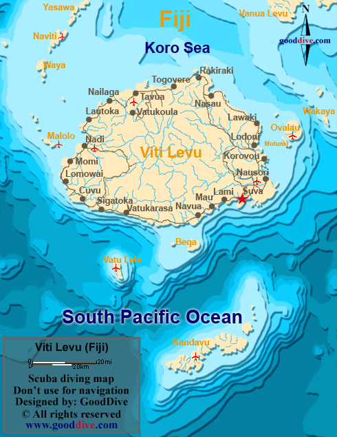 viti levu island diving map