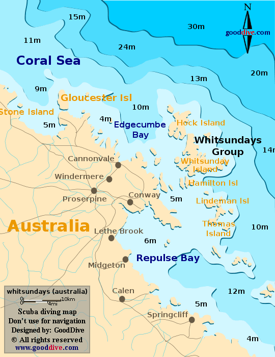 whitsundays diving map