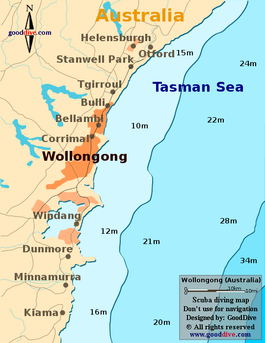 wollongong diving map