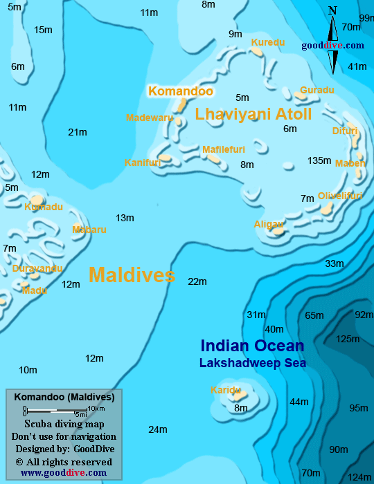 komandoo diving map