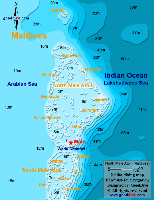 north male' atoll diving map