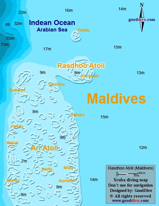 rasdhoo atoll diving map