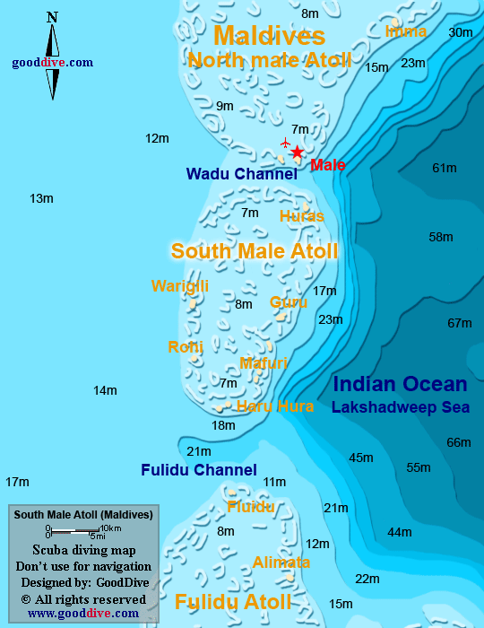 south male' atoll diving map