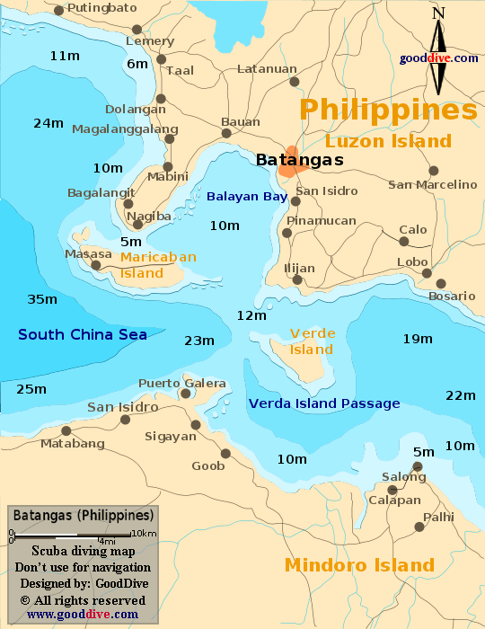 batangas diving map