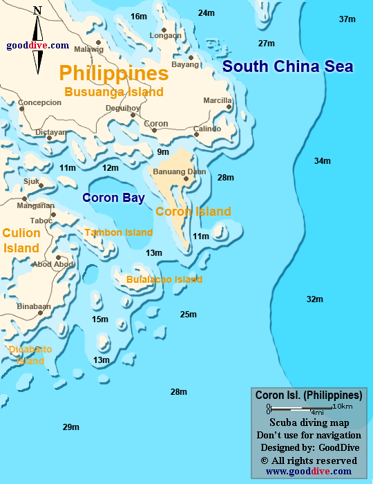 coron island diving map