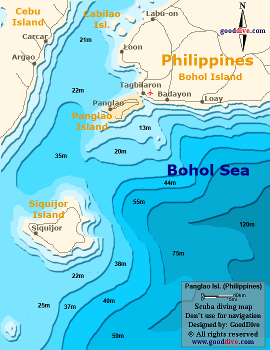 panglao island diving map